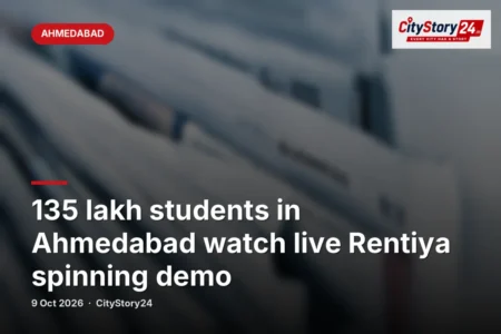 135 lakh students in Ahmedabad watch live Rentiya spinning demo