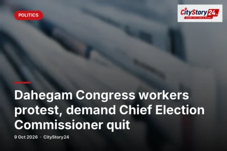 Dahegam Congress workers protest, demand Chief Election Commissioner quit