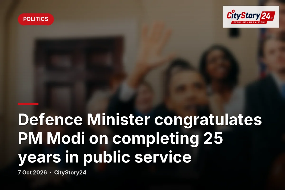 Defence Minister congratulates PM Modi on completing 25 years in public service