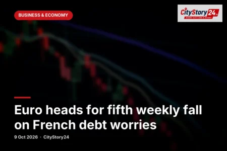 Euro heads for fifth weekly fall on French debt worries