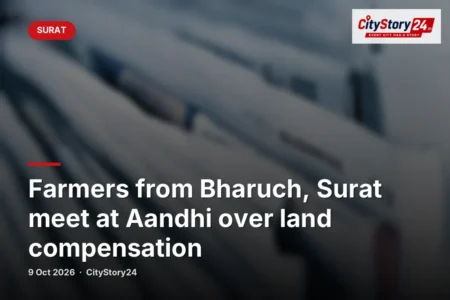 Farmers from Bharuch, Surat meet at Aandhi over land compensation