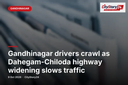 Gandhinagar drivers crawl as Dahegam-Chiloda highway widening slows traffic