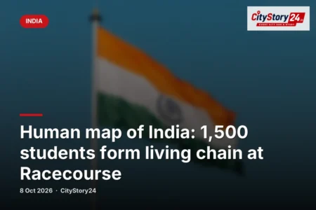 Human map of India: 1,500 students form living chain at Racecourse