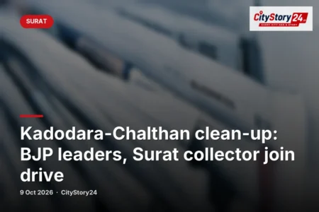 Kadodara-Chalthan clean-up: BJP leaders, Surat collector join drive