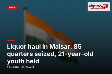 Liquor haul in Malsar: 85 quarters seized, 21-year-old youth held