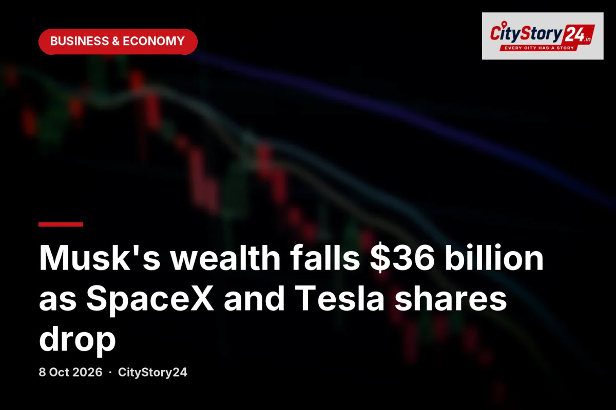 Musk's wealth falls $36 billion as SpaceX and Tesla shares drop