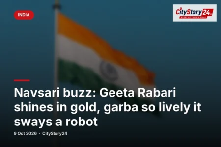 Navsari buzz: Geeta Rabari shines in gold, garba so lively it sways a robot