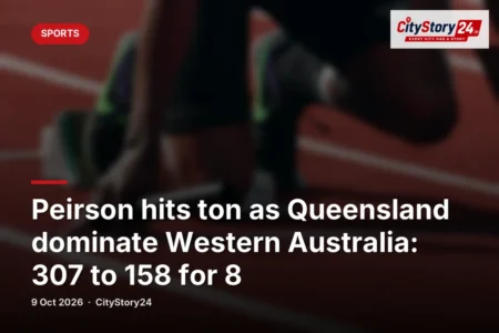 Peirson hits ton as Queensland dominate Western Australia: 307 to 158 for 8