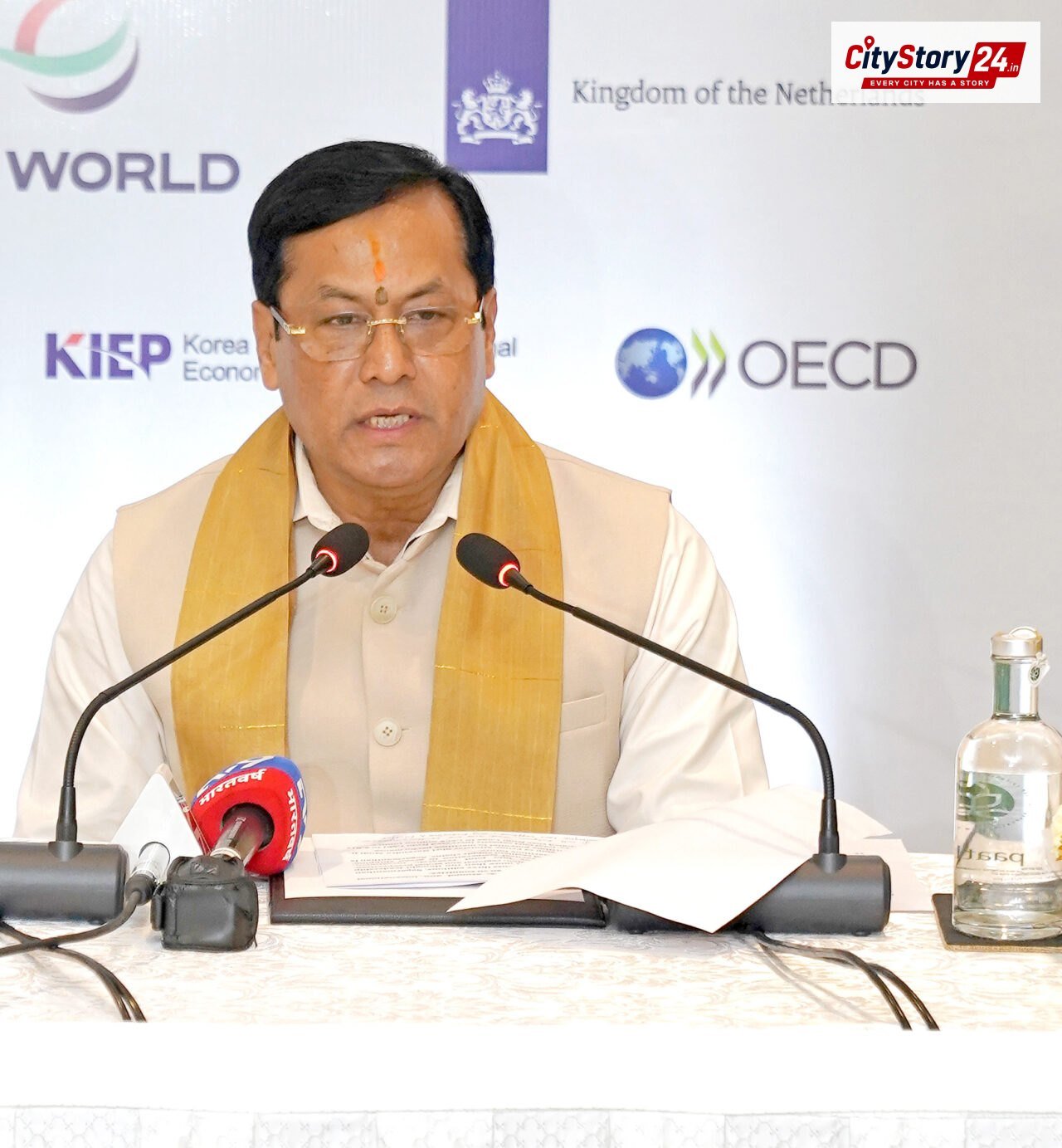 The Union Minister for Ports, Shipping and Waterways, Shri Sarbananda Sonowal addressing a Press conference on Sagarmanthan, The Great Oceans Dialogue, in New Delhi on October 08, 2026.
