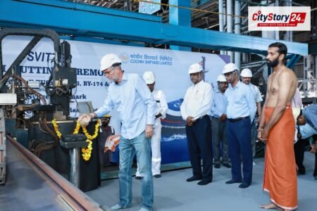 COCHIN SHIPYARD CUTS STEEL FOR THREE TRANSVERSE 2600E 70 T BOLLARD PULL TUGS FOR SVITZER A/S