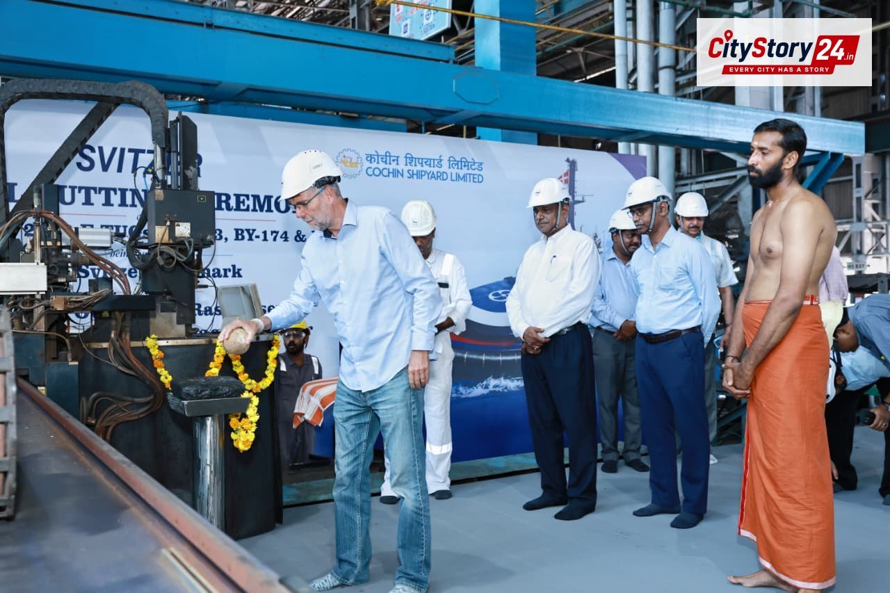 COCHIN SHIPYARD CUTS STEEL FOR THREE TRANSVERSE 2600E 70 T BOLLARD PULL TUGS FOR SVITZER A/S