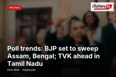 Poll trends: BJP set to sweep Assam, Bengal; TVK ahead in Tamil Nadu
