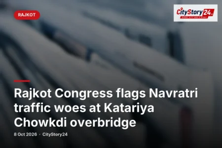 Rajkot Congress flags Navratri traffic woes at Katariya Chowkdi overbridge