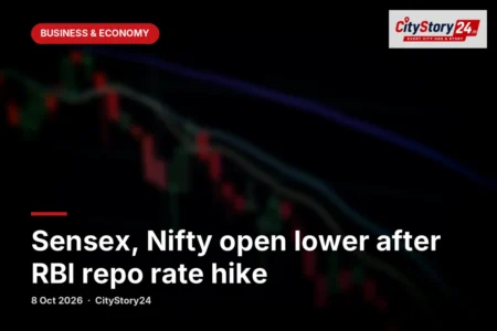 Sensex, Nifty open lower after RBI repo rate hike
