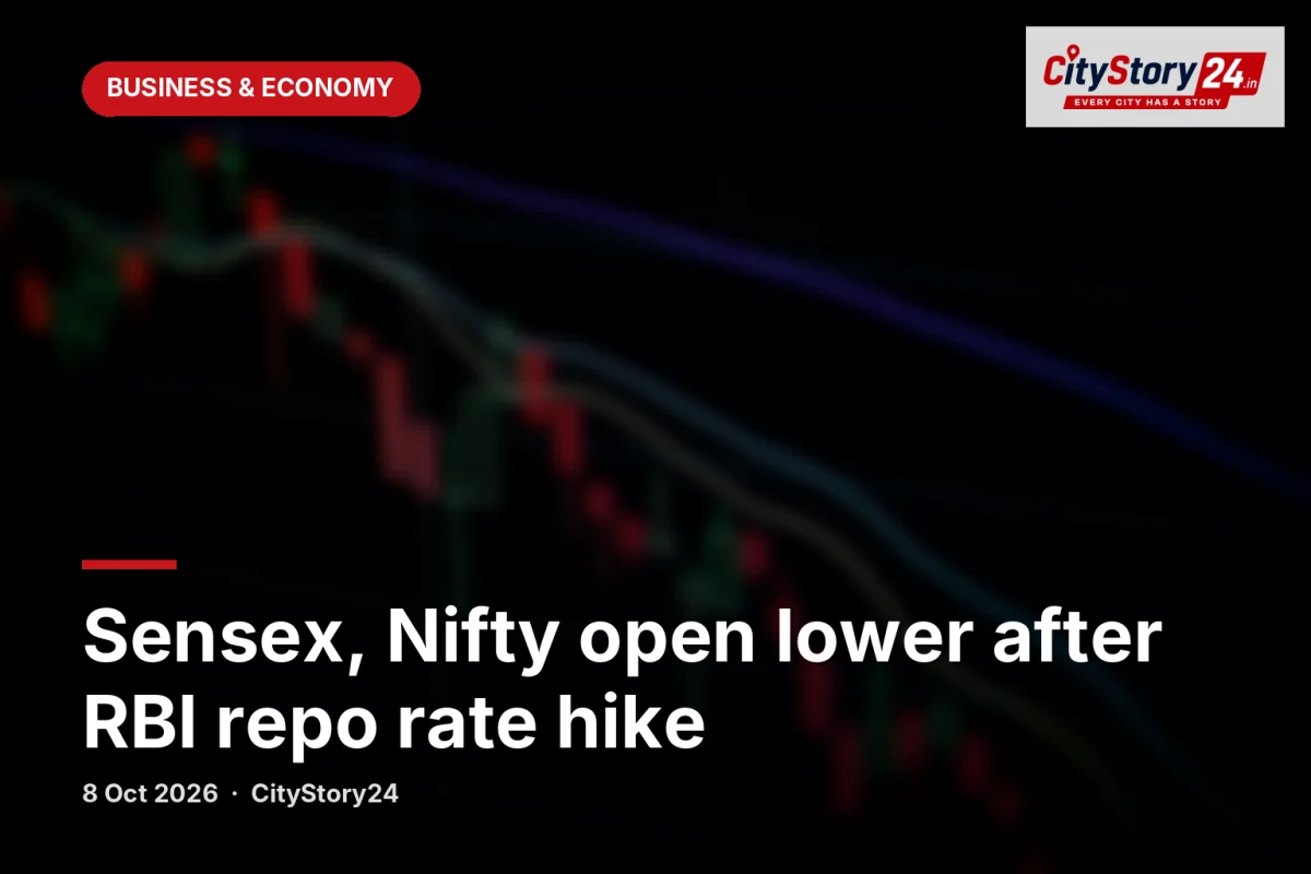Sensex, Nifty open lower after RBI repo rate hike