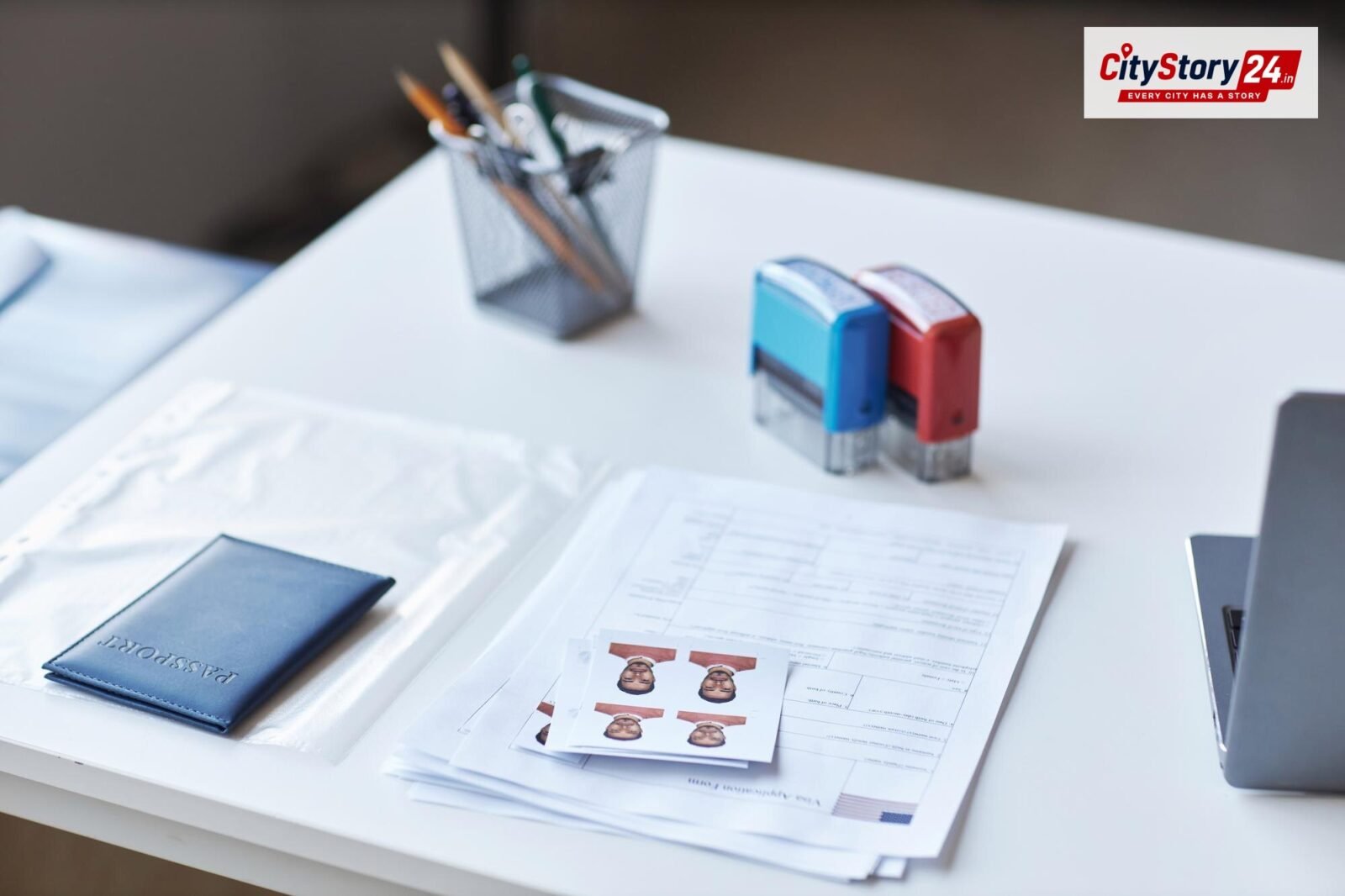 Representative image: passport visa documents desk