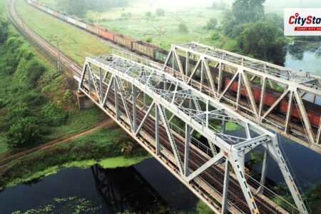 Representative image: elevated railway viaduct construction India