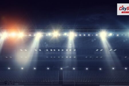 Representative image: football stadium floodlights night