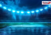 Representative image: cricket stadium floodlights night