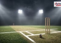 Representative image: cricket stadium floodlights night