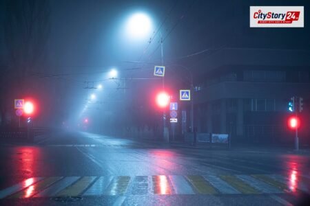 Representative image: police barricade night road