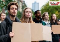 Representative image: student protest crowd city street