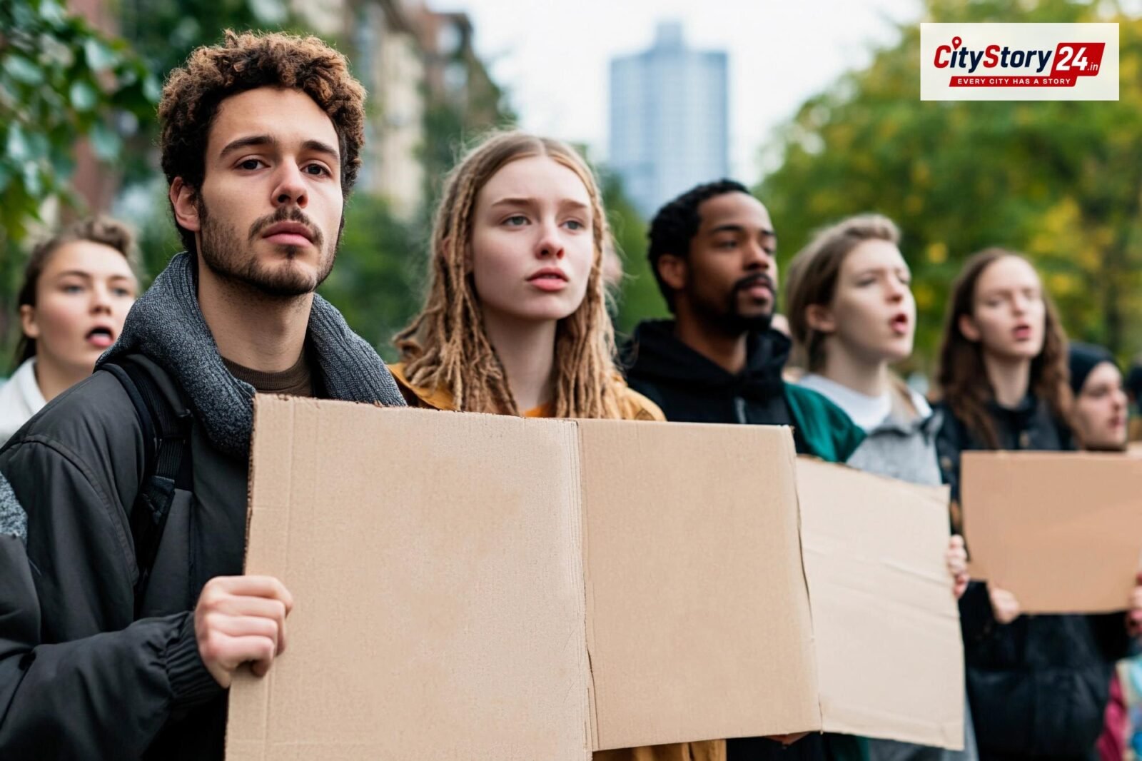Representative image: student protest crowd city street