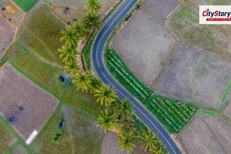 Representative image: land plots aerial view India