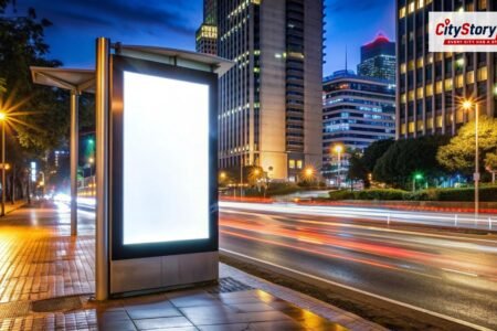 Representative image: digital billboard city road night