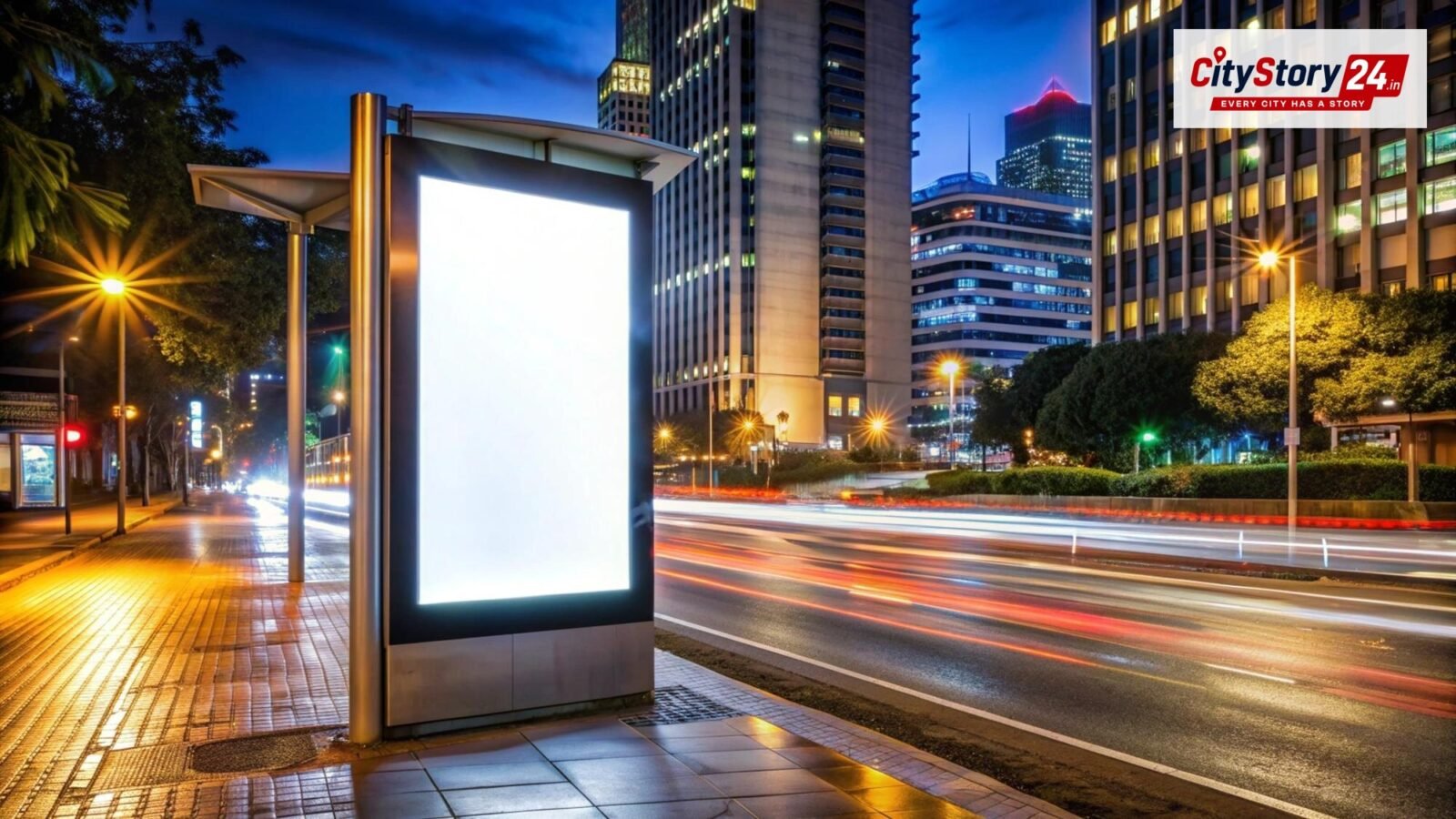 Representative image: digital billboard city road night