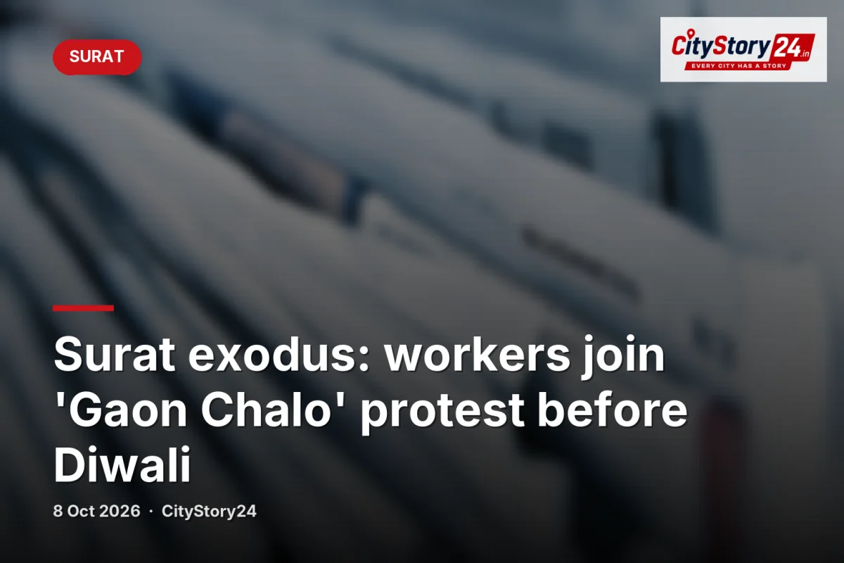 Surat exodus: workers join 'Gaon Chalo' protest before Diwali
