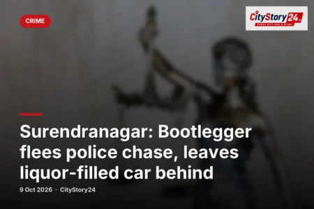 Surendranagar: Bootlegger flees police chase, leaves liquor-filled car behind