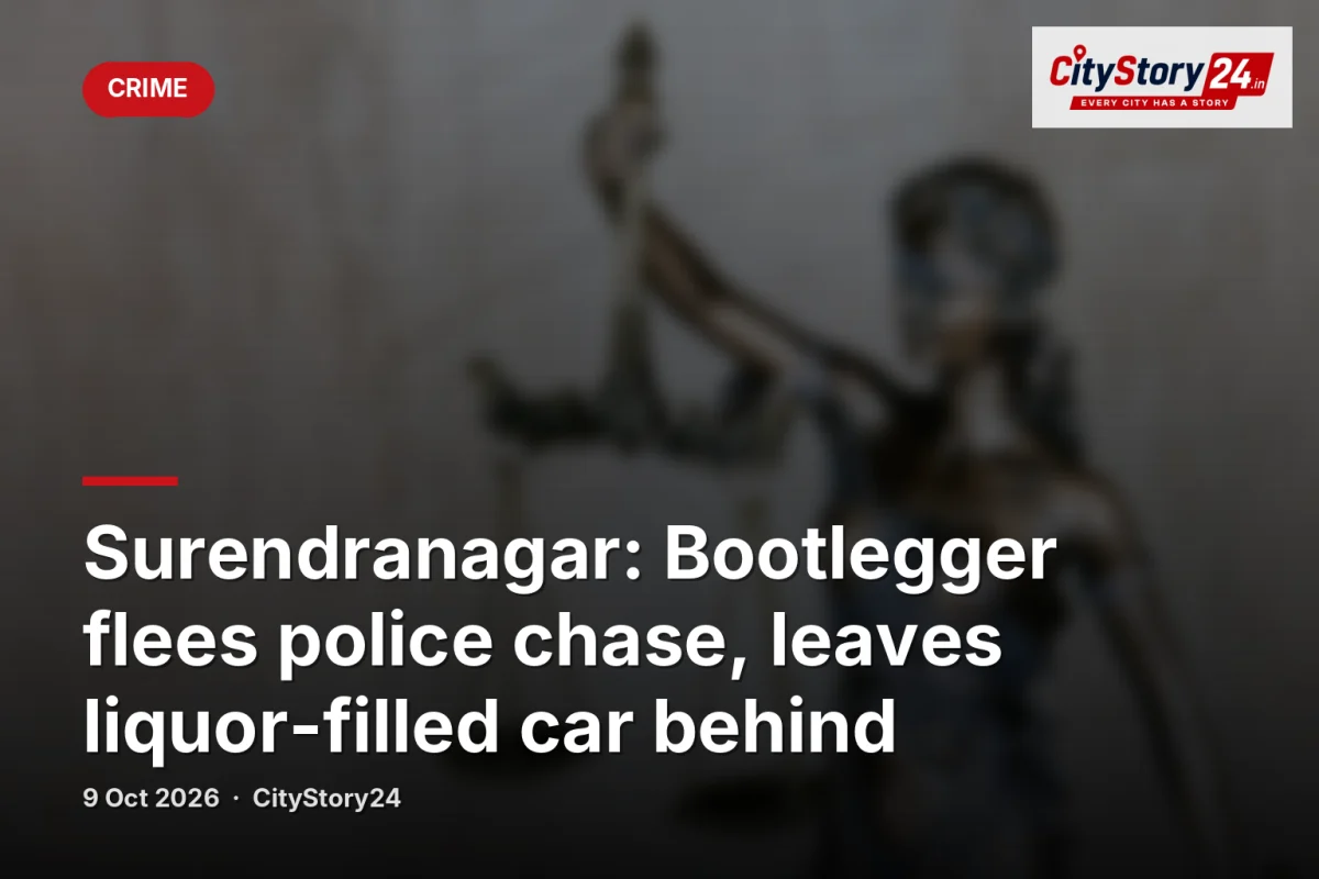 Surendranagar: Bootlegger flees police chase, leaves liquor-filled car behind