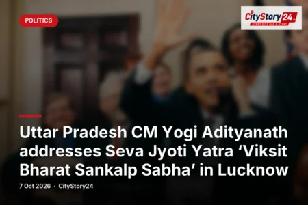 Uttar Pradesh CM Yogi Adityanath addresses Seva Jyoti Yatra ‘Viksit Bharat Sankalp Sabha’ in Lucknow